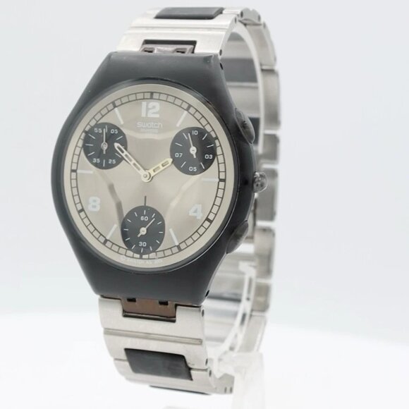 Vintage Swatch AG 2001 Grey Sunburst Men's Quartz Chronograph Wristwatch Swiss - Picture 1 of 5